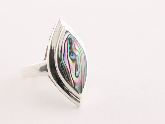 Hoogglans zilveren ring met abalone schelp afbeelding 1