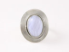 Bewerkte ovale zilveren ring met blauwe lace agaat afbeelding 2