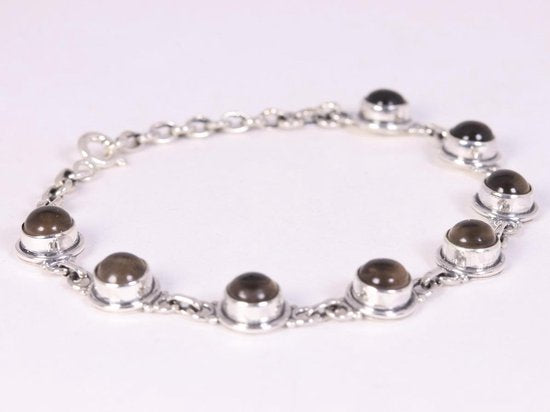 Fijne zilveren armband met rookkwarts afbeelding 2
