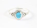 Fijne bewerkte zilveren ring met blauwe turkoois afbeelding 4