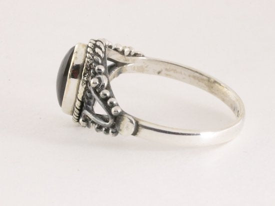 Fijne bewerkte zilveren ring met rookkwarts afbeelding 2