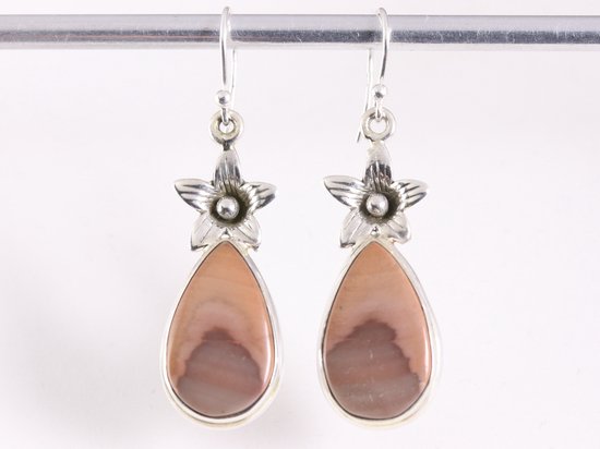 Zilveren oorbellen met bruine imperial jaspis afbeelding 4