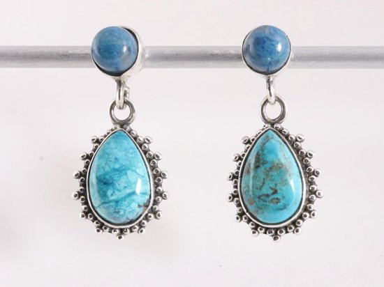 Bewerkte zilveren oorstekers met chrysocolla afbeelding 4