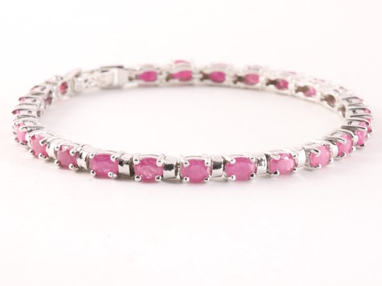 Zilveren tennisarmband met robijn afbeelding 2