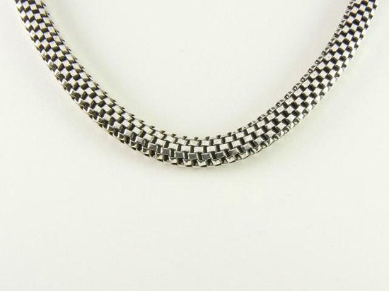 Brede gevlochten zilveren ketting - 56 cm. afbeelding 4