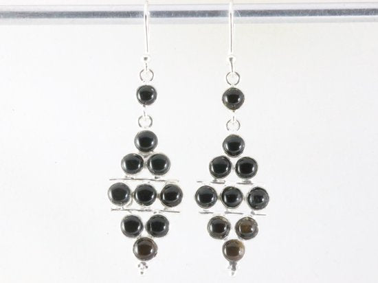 Lange zilveren oorbellen met onyx afbeelding 3