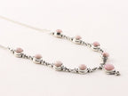 Bewerkte zilveren ketting met roze opaal afbeelding 2