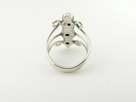 Opengewerkte zilveren ring met 3 lapis lazuli stenen afbeelding 4