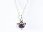 Fijne bewerkte zilveren hanger met amethist aan ketting afbeelding 4