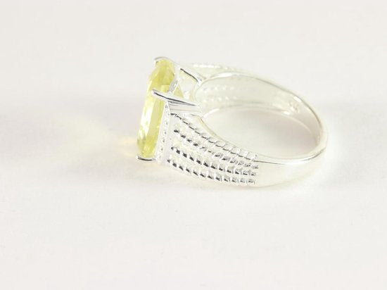 Opengewerkte zilveren ring met lemonkwarts afbeelding 4