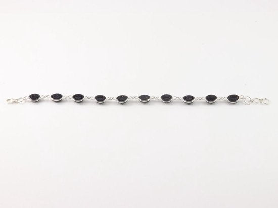 Zilveren schakelarmband met blauwe zonnesteen afbeelding 3