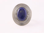 Bewerkte ovale zilveren ring met lapis lazuli afbeelding 4