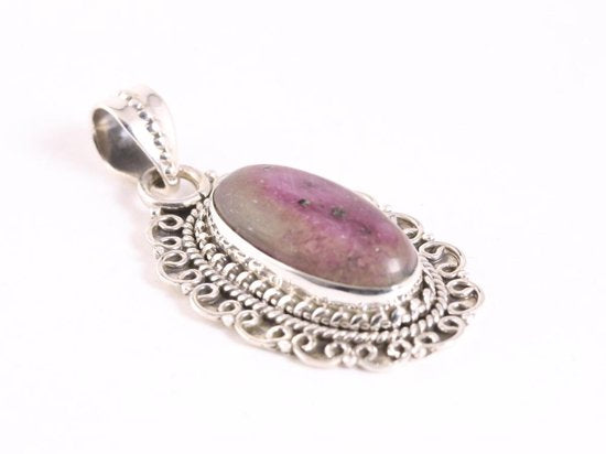 Bewerkte zilveren hanger met zoisiet robijn afbeelding 2