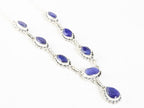 Bewerkte zilveren ketting met blauwe saffier afbeelding 2
