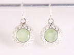 Ronde opengewerkte zilveren oorbellen met prehniet afbeelding 4