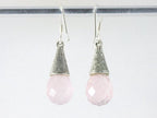 Bewerkte zilveren oorbellen met rozenkwarts afbeelding 2