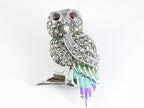 Zilveren uil broche met marcasiet, emaille en granaat afbeelding 3