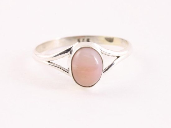 Fijne zilveren ring met roze opaal afbeelding 4