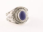 Bewerkte zilveren ring met lapis lazuli afbeelding 1