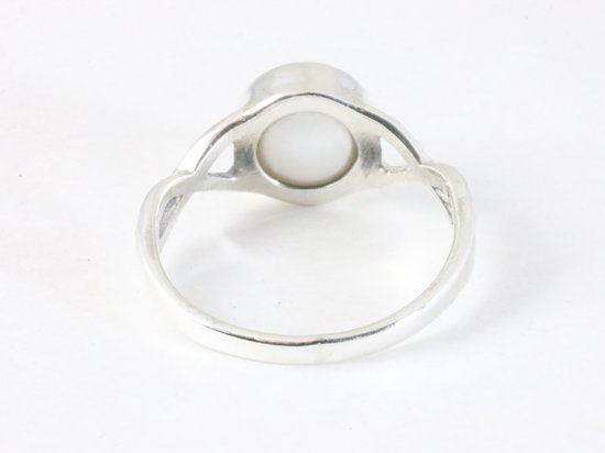 Fijne opengewerkte zilveren ring met parel afbeelding 3
