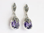 Zilveren oorstekers met amethist en marcasiet afbeelding 2