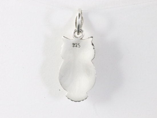 Zilveren uil hanger met blauwe topaas afbeelding 3
