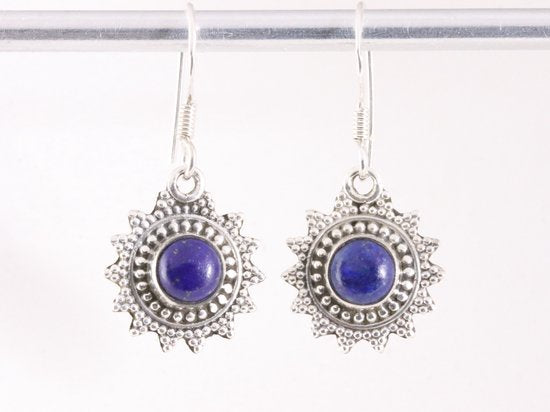 Fijne bewerkte zilveren oorbellen met lapis lazuli afbeelding 4