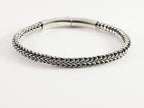 Ronde gevlochten zilveren armband met kliksluiting afbeelding 2