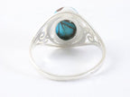 Opengewerkte zilveren ring met blauwe turkoois afbeelding 3