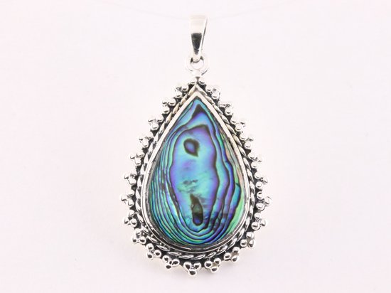 Bewerkte zilveren hanger met abalone schelp afbeelding 4