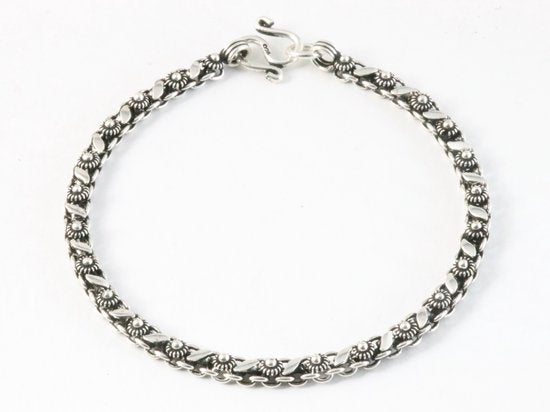 Fijne bewerkte zilveren schakelarmband afbeelding 1