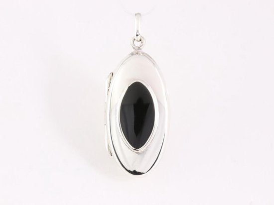Hoogglans zilveren medaillon met onyx afbeelding 4