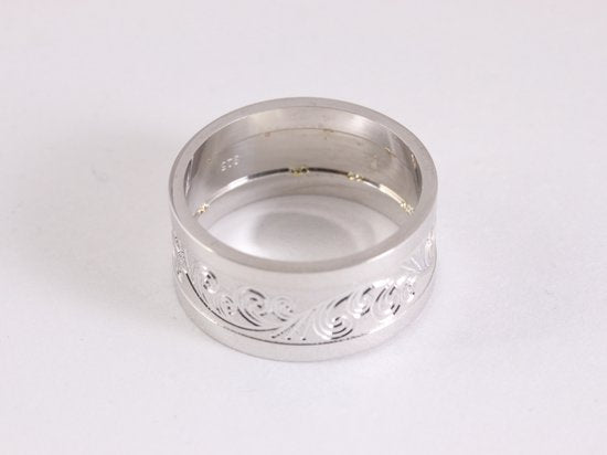 Brede zilveren ring met fantasiegravering afbeelding 2