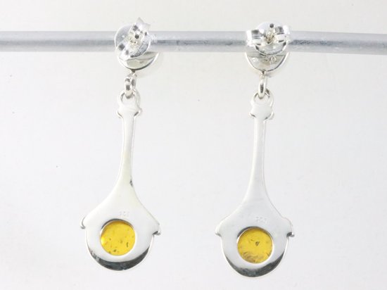 Bewerkte zilveren oorstekers met amber afbeelding 3