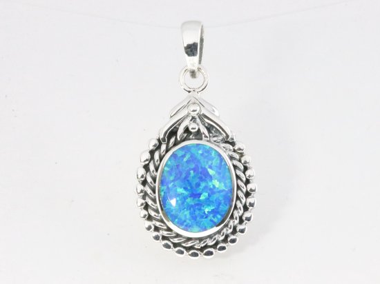 Bewerkte zilveren hanger met Australische opaal afbeelding 4