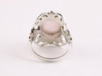 Opengewerkte zilveren ring met rozenkwarts afbeelding 3