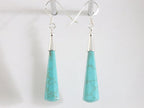 Lange zilveren oorbellen met pegels groene turkoois afbeelding 2