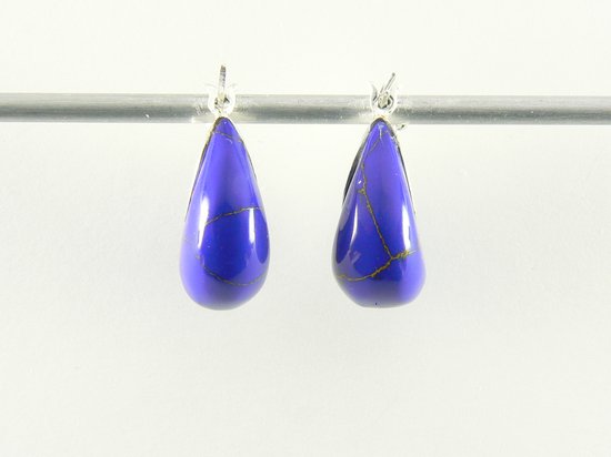 Fijne zilveren oorringen met lapis lazuli afbeelding 3