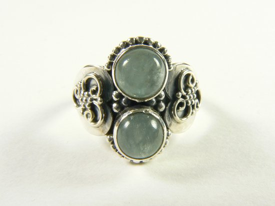Fijne bewerkte zilveren ring met aquamarijn afbeelding 4