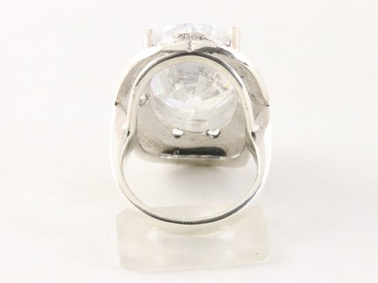 Zware zilveren ring met kristal en marcasiet afbeelding 3