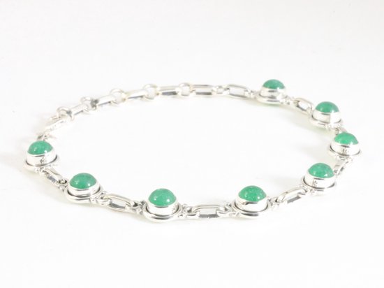 Fijne zilveren armband met groene aventurijn afbeelding 2