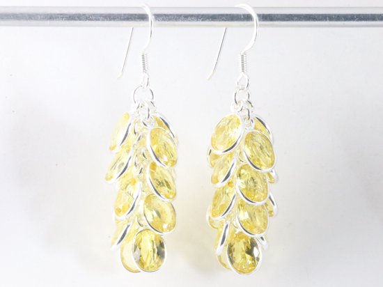 Trosvormige zilveren oorbellen met citrien afbeelding 4