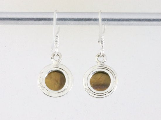 Fijne ronde zilveren oorbellen met tijgeroog afbeelding 2