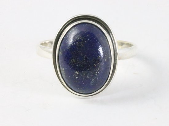 Ovale zilveren ring met lapis lazuli afbeelding 4