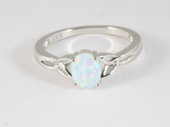 Hoogglans zilveren ring met welo opaal afbeelding 4