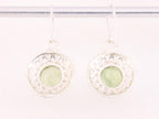 Ronde opengewerkte zilveren oorbellen met prehniet afbeelding 3