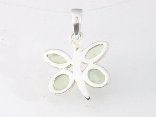 Zilveren vlinder hanger met prehniet afbeelding 3