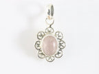 Fijne opengewerkte zilveren hanger met rozenkwarts afbeelding 4