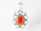 Opengewerkte zilveren hanger met carneool afbeelding 4