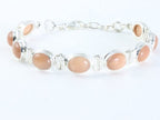 Zware zilveren armband met perzik maansteen afbeelding 3